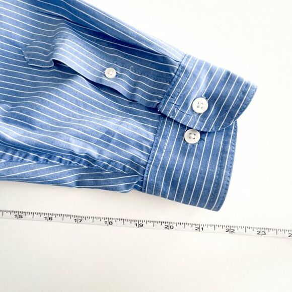 Timber Creek by Wrangler Mens Dress Shirt Pinstripes Long Sleeve Blue XL - Picture 5 of 8